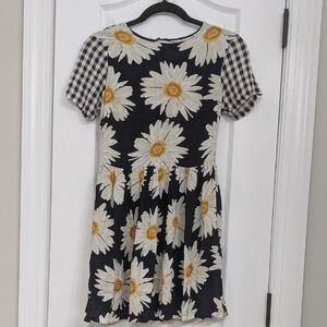 ASOS Black and White Gingham Daisy Dress